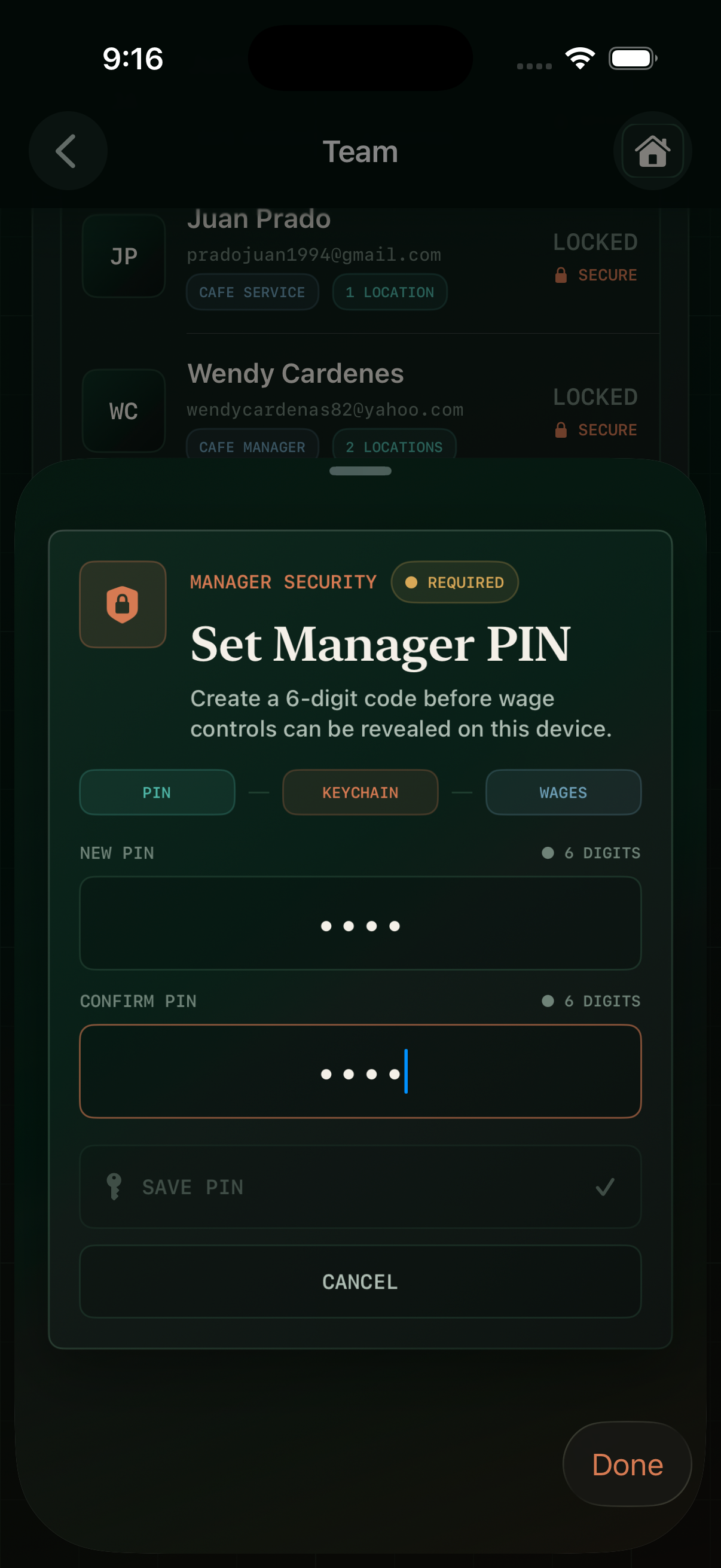 Square Sidekick team security screen